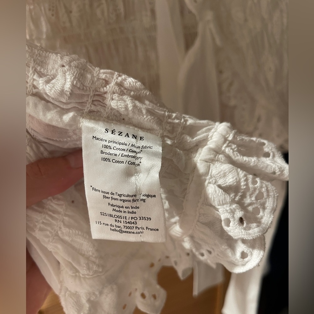 Sezane Liorane Blouse Ecru - Size 4 - Picture 3 of 8